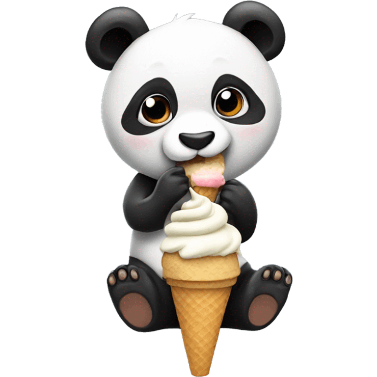 Panda eating ice cream emoji