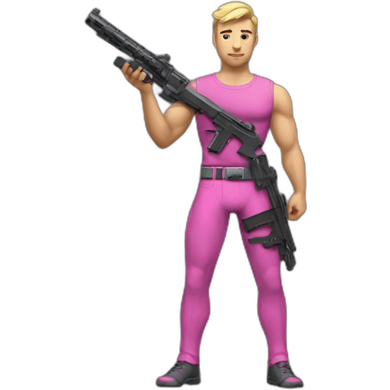 gay fitpose caucasianmale pink with gun emoji