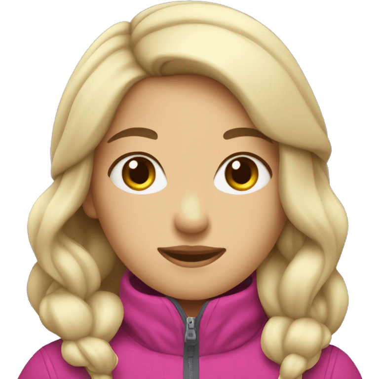 Asian blonde girl with blue eyes skiing emoji