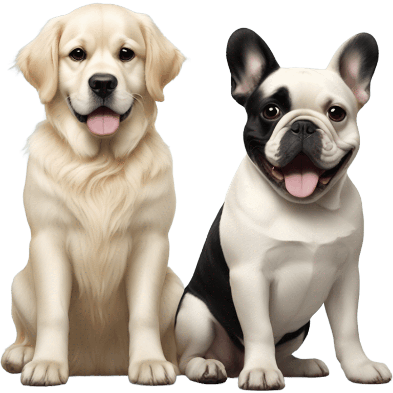 English cream golden retriever and an oreo colored frenchie as best friends emoji