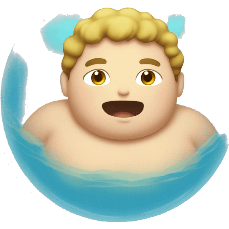 chubby boy floating in pool emoji