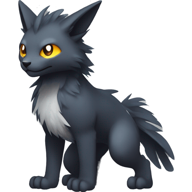 Cute cool shiny fantasy dark-shadow-themed animal hybrid Fakemon full body emoji