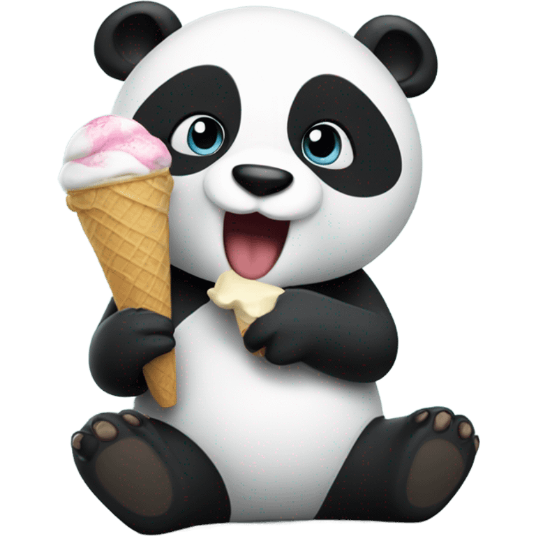 Panda eating ice cream emoji