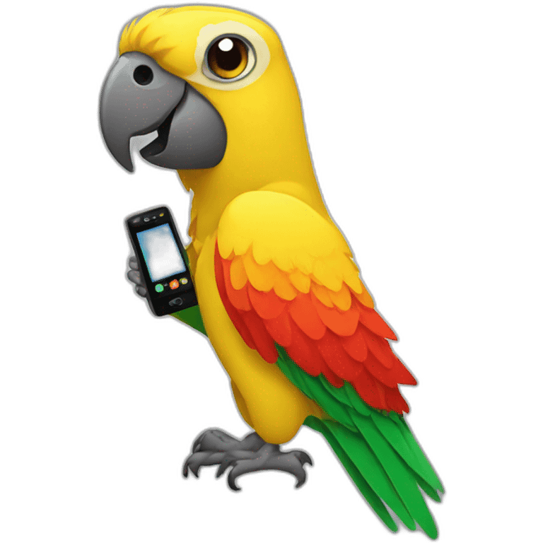 parrot with a phone emoji