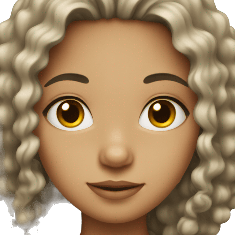 a girl with light skin and black curly hair emoji