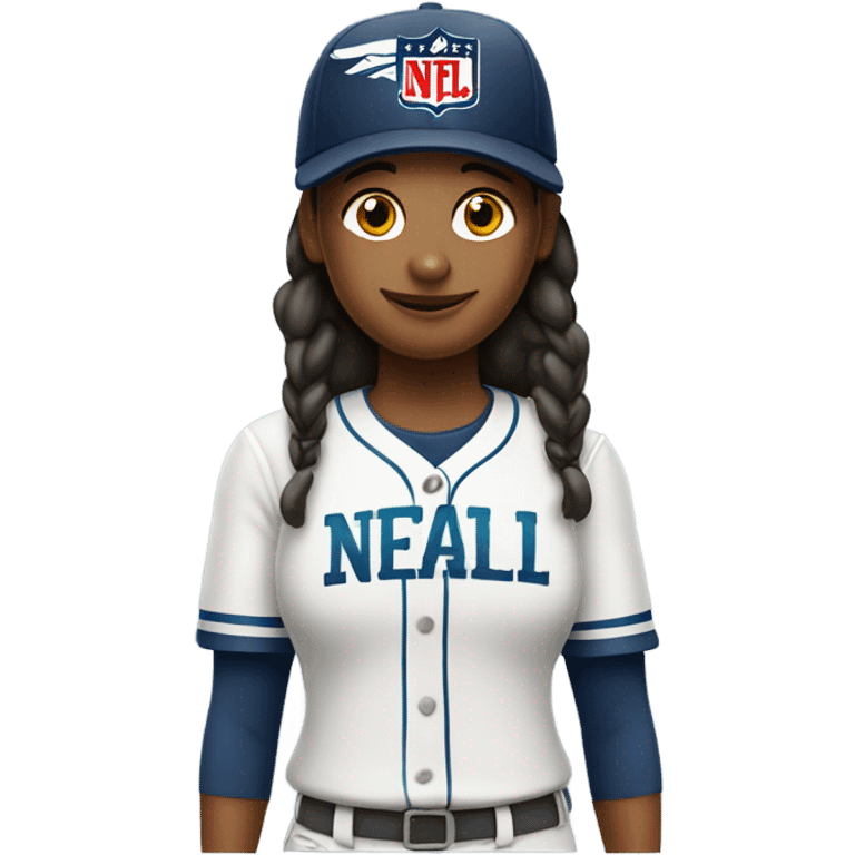 Tomboy with baseball cap with nfl team logos emoji