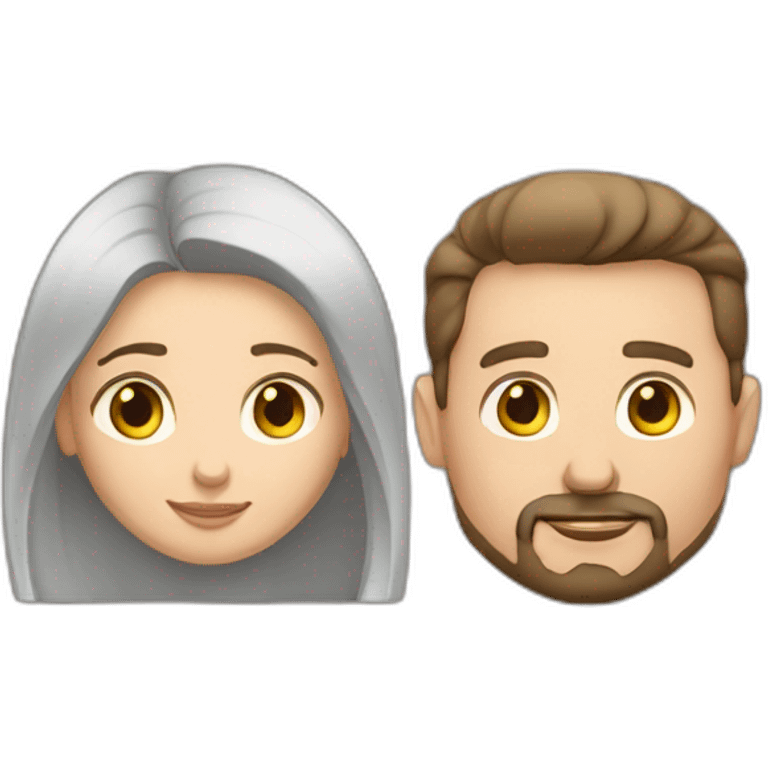 over weight couple and the woman should have brown hair the man should have a goatee emoji