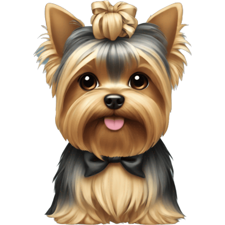 A Yorkie with a bow emoji