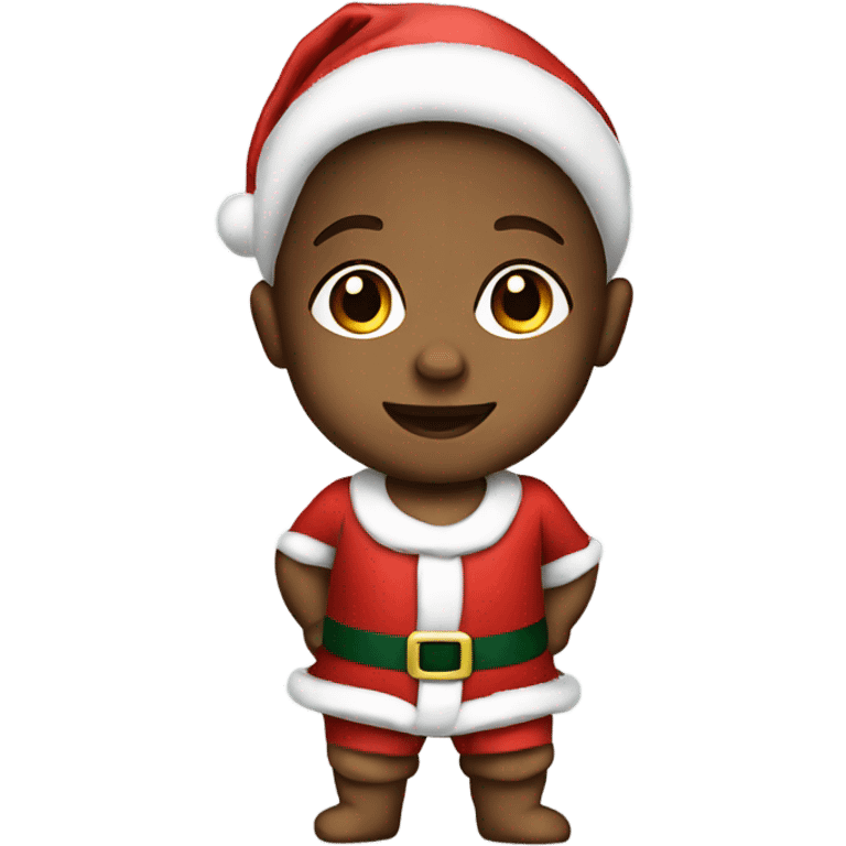 A baby boy wearing santa dress emoji