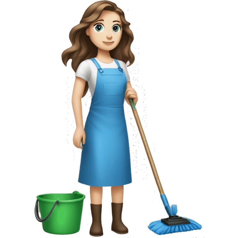 white girl brown hair and blue eyes cleaning house cleaning emoji