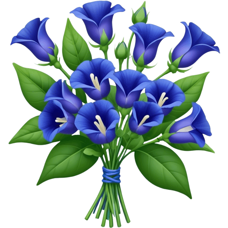 big bouquet Blue Butterfly Pea flower, stem, leaf emoji