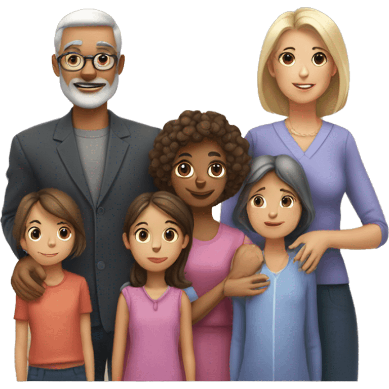 father, mother, tw elder daughters and one youngr boy emoji