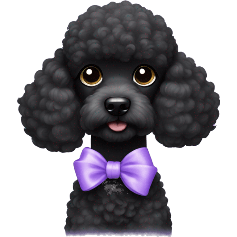 Black poodle with a lavender bow emoji