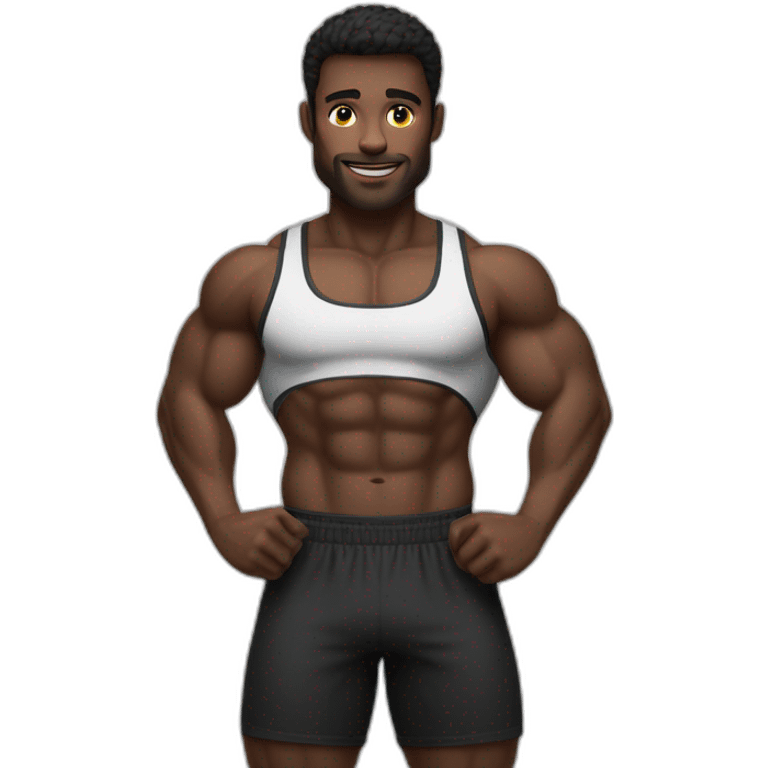 un homme noire musclé en position de fitnesse emoji