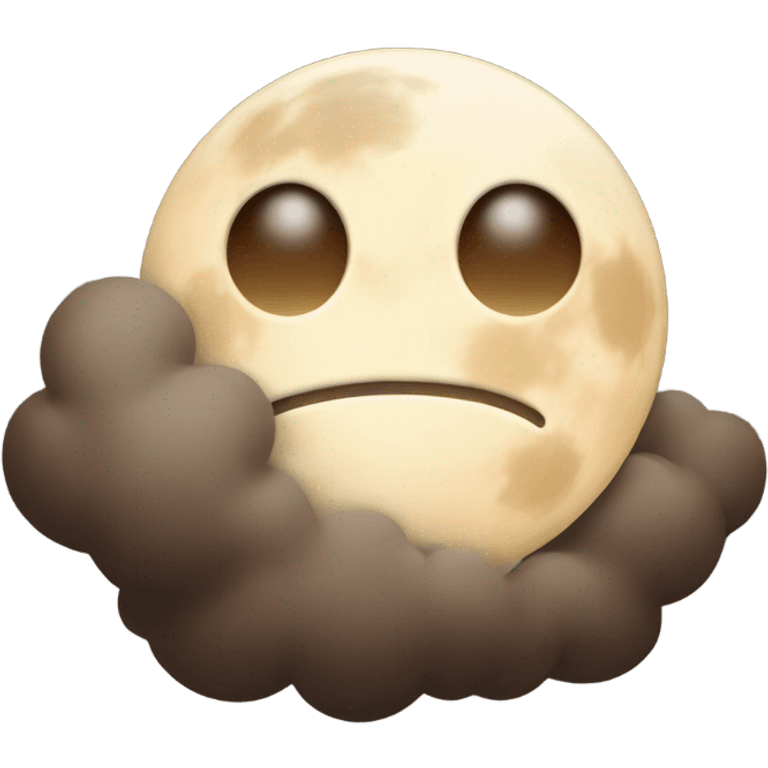 beige moon and brown cloud emoji