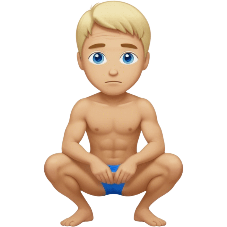 Blonde man squatting emoji