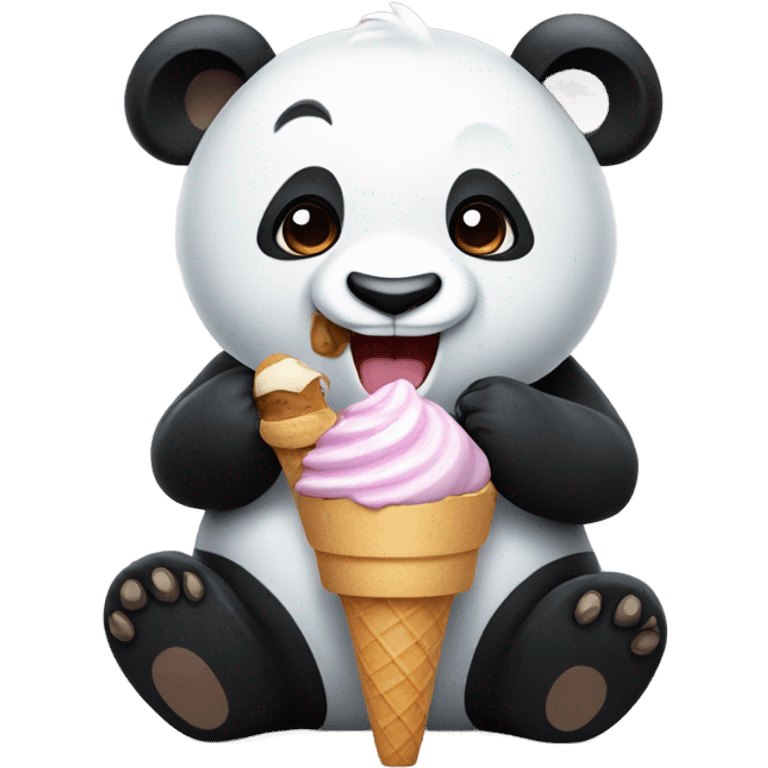 Panda eating ice cream emoji