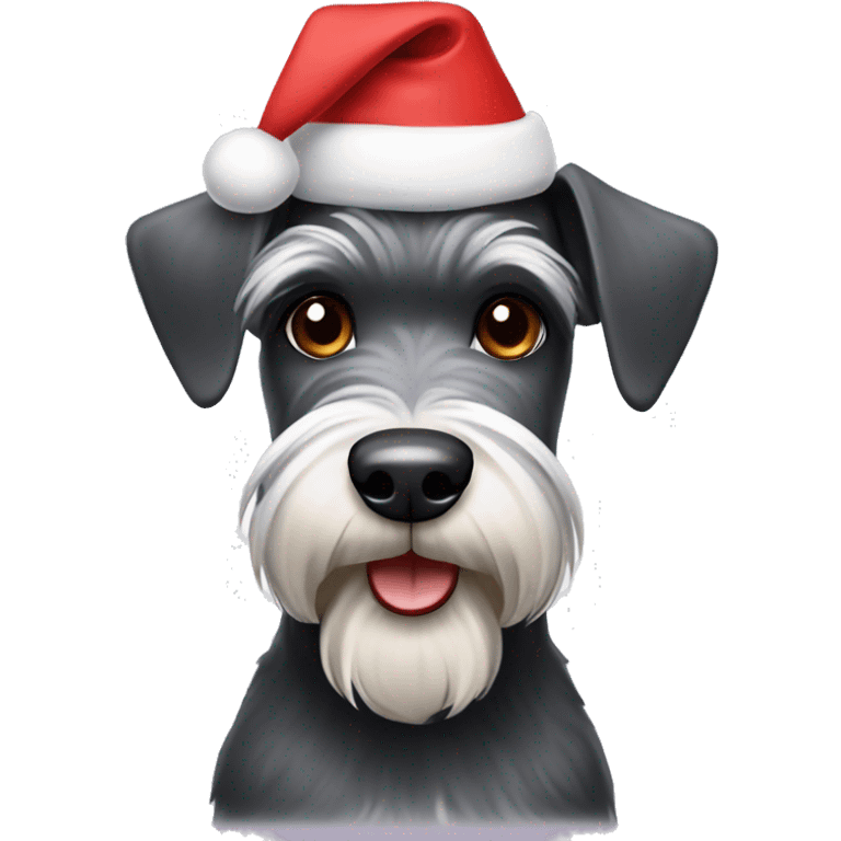 Schnauzer wearing Christmas hat emoji