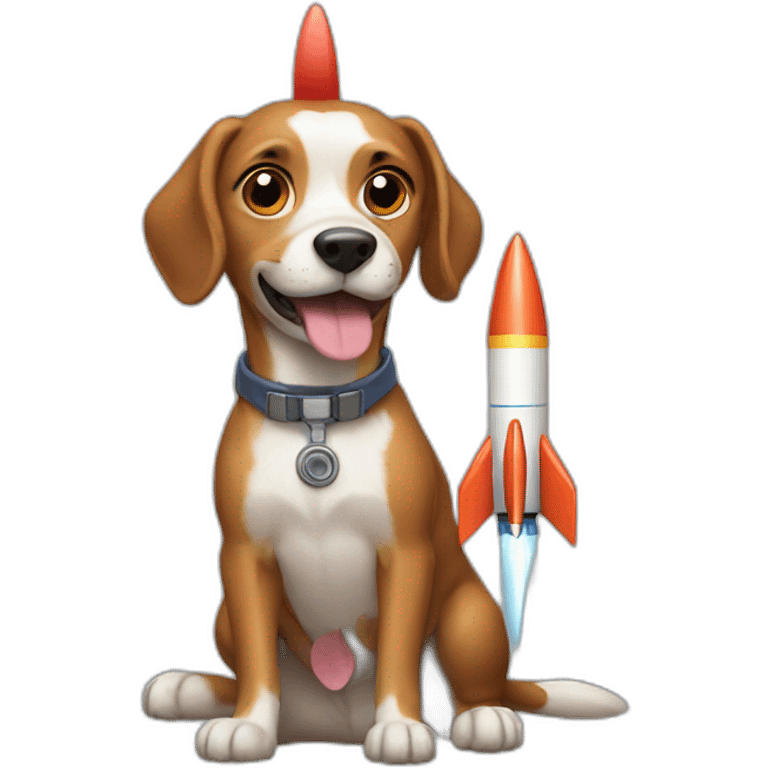 A dog with a rocket emoji