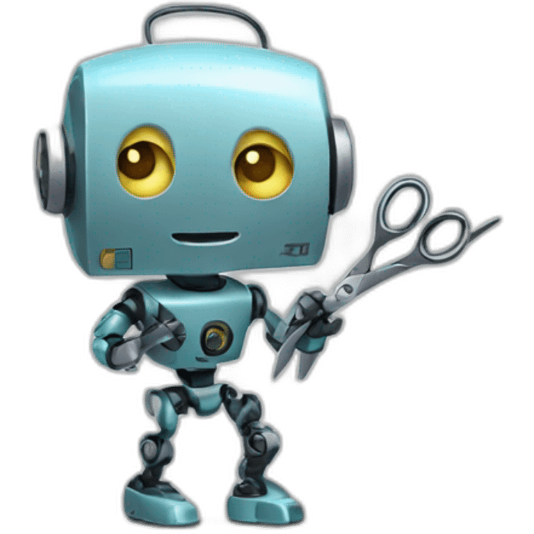 a robot with scissors emoji