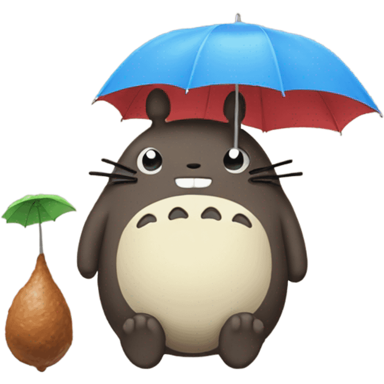 Poop with a Totoro umbrella emoji