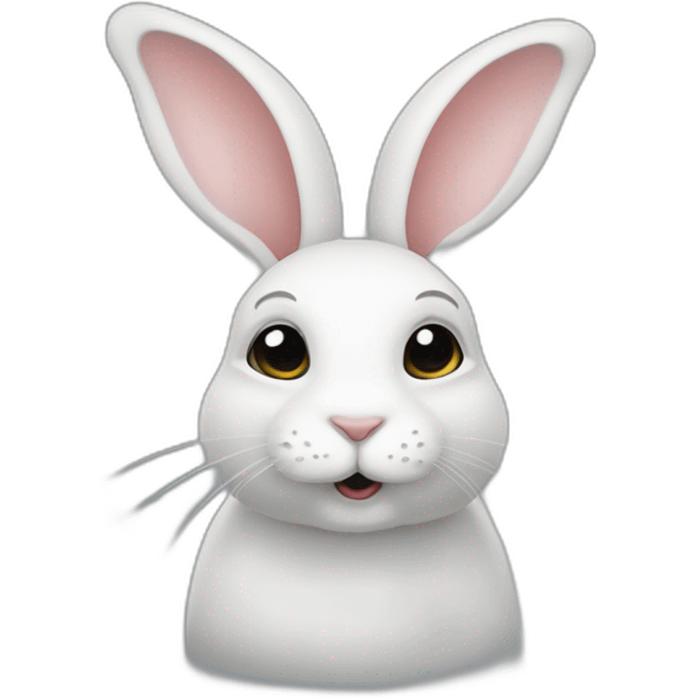 Lapin bélier blanc avec une tache noire sur l'oeil emoji