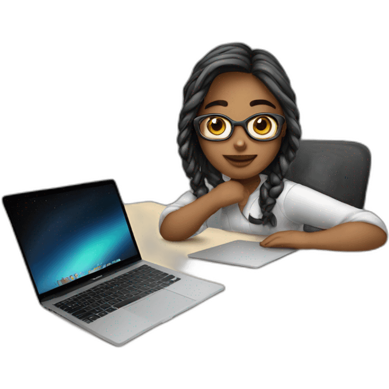 programmer girl work with MacBook emoji