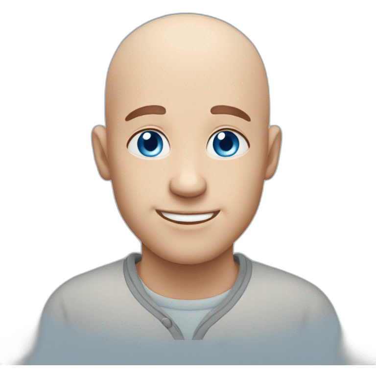 Bald blue eyes hamdsome happy emoji