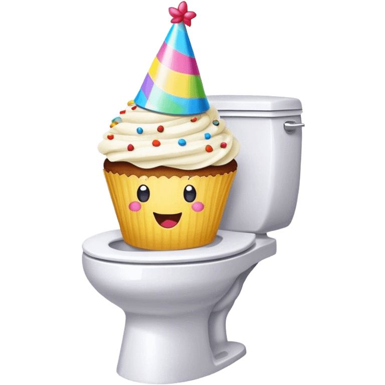 Toilet celebrating birthday emoji