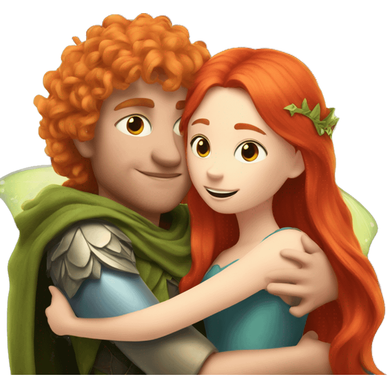 Fairy king hugs a red-haired girl emoji