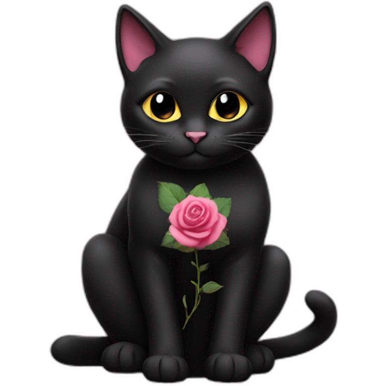 black cat with rose aura emoji