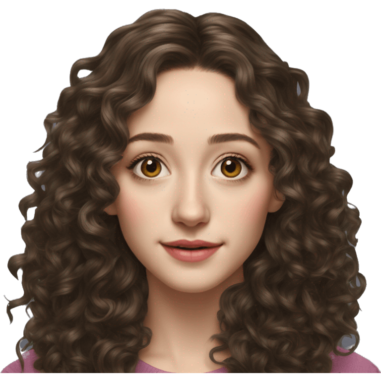 Emmy Rossum Teenager long curly hair, hyperreal photoreal emoji