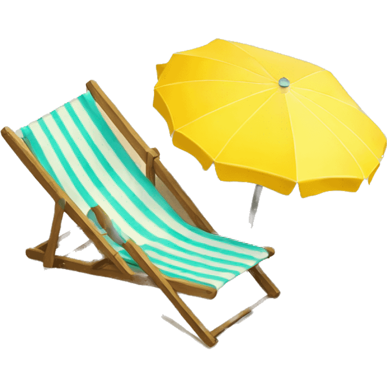  deckchair and yellow parasol at the beach emoji