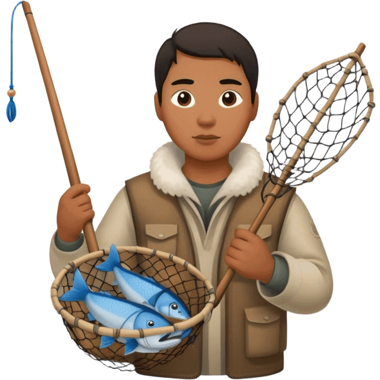 Inuit with a fishing net emoji