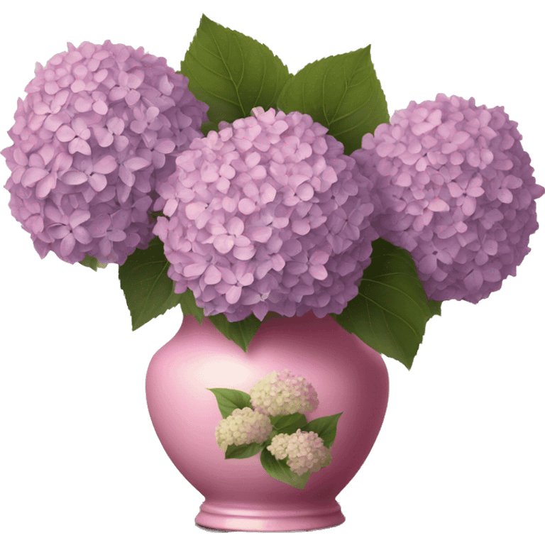 Lilac Hydrangeas in pink vintage vase emoji