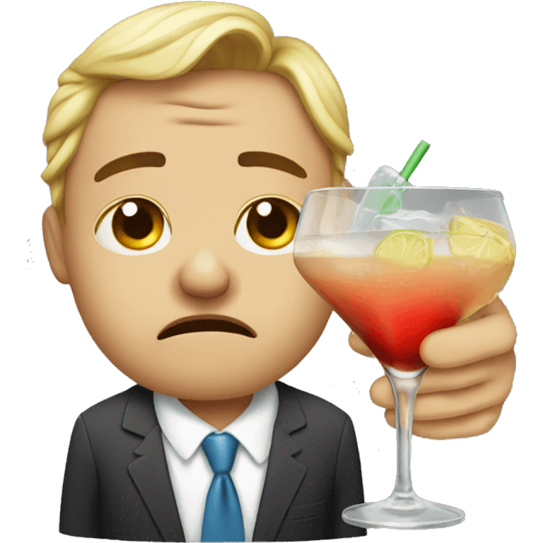 Crying with cocktail emoji