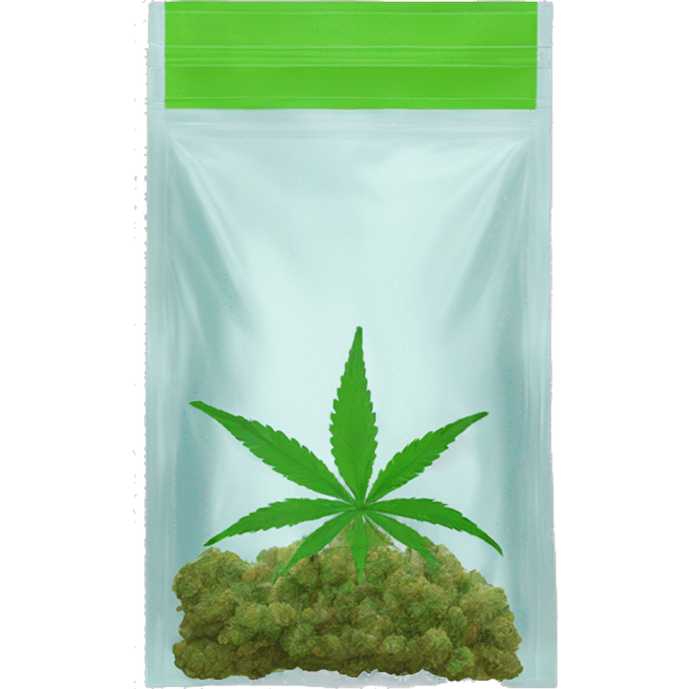 transparent ziplock bag with sativa strain inside emoji