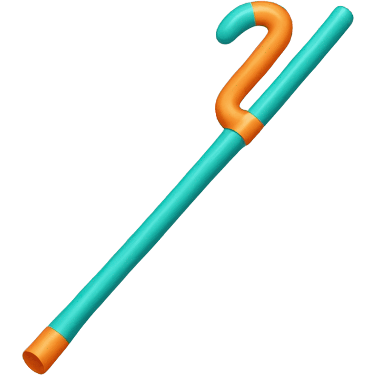 Teal and orange cane emoji