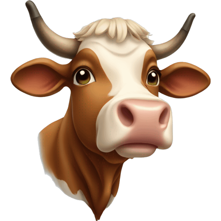 brown cow with alpine bell around her neck emoji