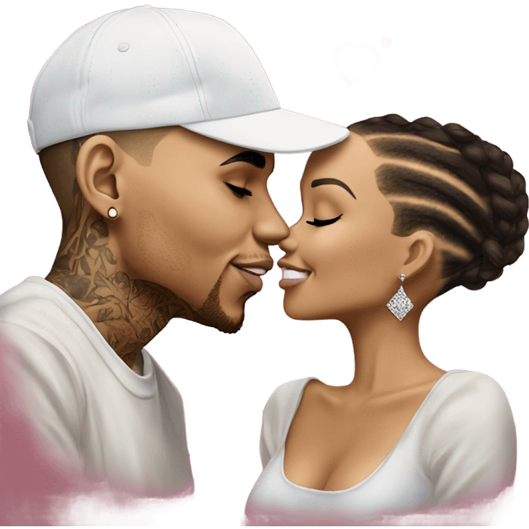 Hyper Realistic Chris Brown  Karruche Tran romantic photo  emoji