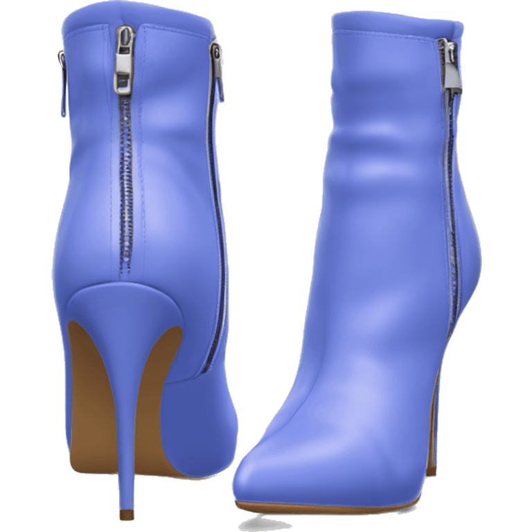 Realistic isolated top view of a pair of periwinkle zippered stiletto ankle bootie boots.  emoji