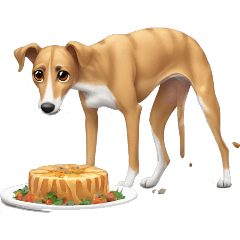 Fawn tiger greyhound eating emoji