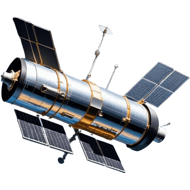  Cinematic Realistic Hubble Space Telescope – A majestic, ultra-detailed rendering of the Hubble Telescope floating above Earth. Its reflective metallic surface and vast solar panels stretch into the darkness, while the lens is pointed outward, capturing the mysteries of the cosmos. emoji