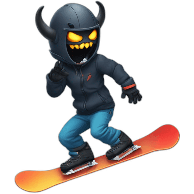 demon play with snowboard  emoji