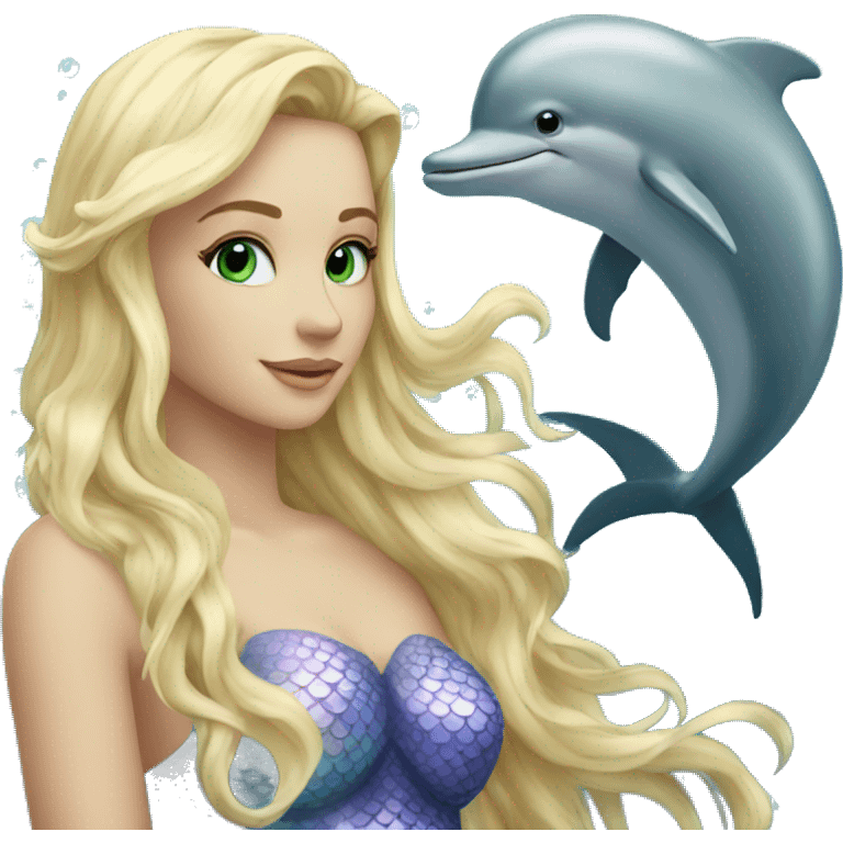 Blonde mermaid with dolphin emoji