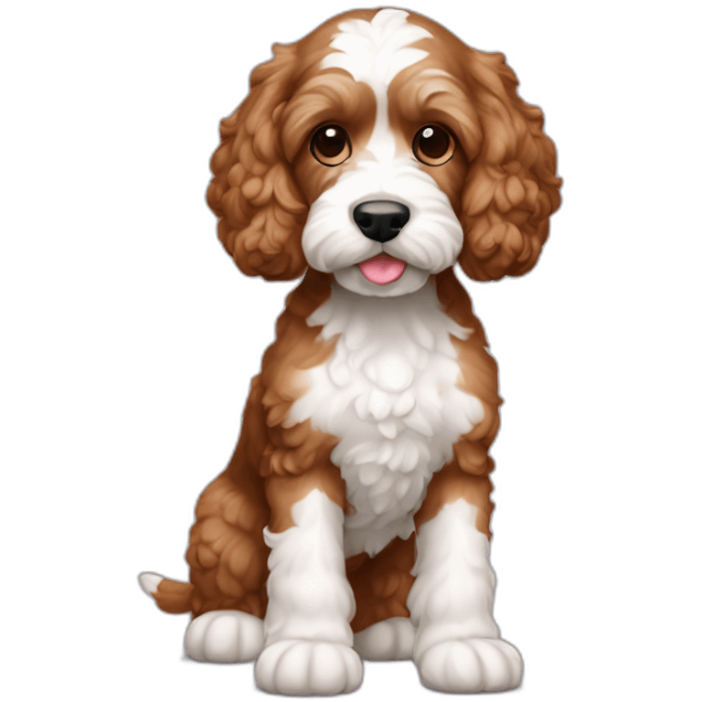 Reddish light brown cockapoo with white patch on chin full body emoji