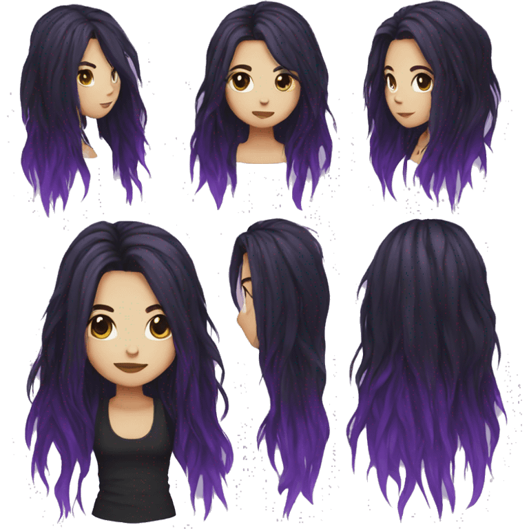 emo black purple long hair emoji