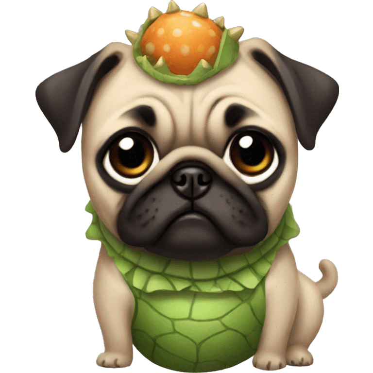 Pug with dinosaur dress emoji