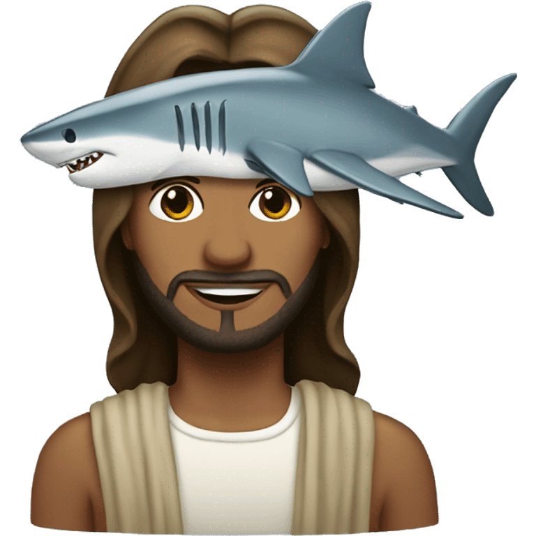 Jesus with shark hat emoji