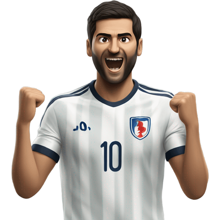 I'm honing a description of Arda Güler's goal celebration, noting his right hand on his chest and his left hand raised, mirroring the specified gesture. This aligns perfectly with known details. emoji